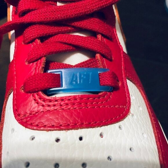 RARE NIKE SAMPLE AIR FORCE 1 Gym Red Total Orange Univ. Blue Womens 7 US 38 EUR - Picture 10 of 10